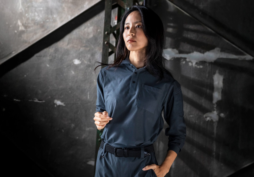 700419 UVドライストレッチ長袖ポロシャツ | CUC・ CHUSAN WORKWEAR